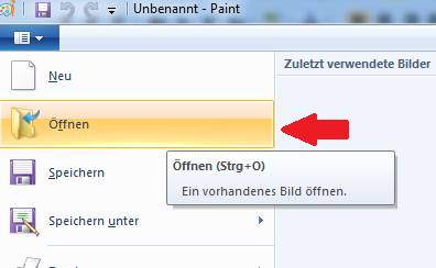 Windows Paint - Datei öffnen